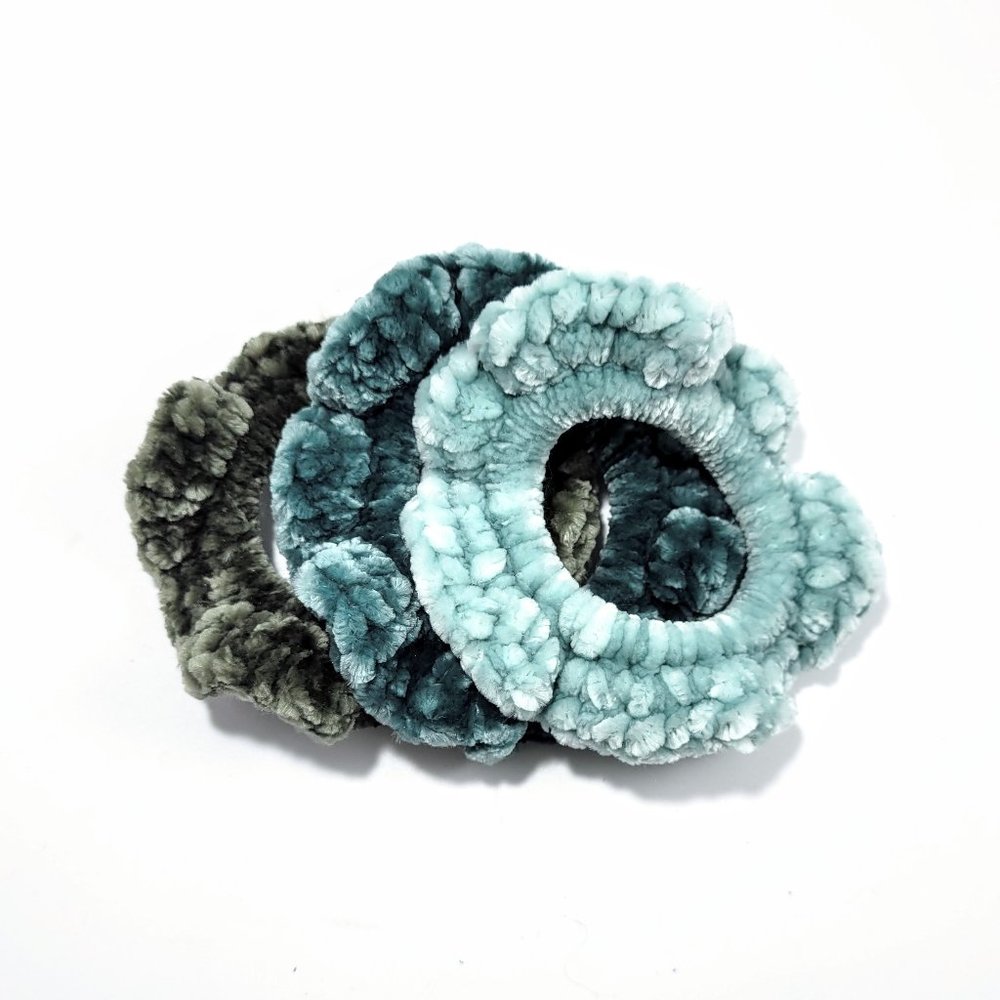 Velvet Scrunchie Set of 3 Earth Tones Sage Green Tropical Mint 3 Pack Gift Set